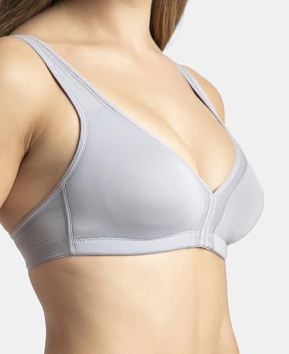 Image of Jockey 1820 Women Wirefree Non Padded Soft Touch Microfiber Elastane Stretch Full Coverage Everyday Bra with Stylised Mesh Panel