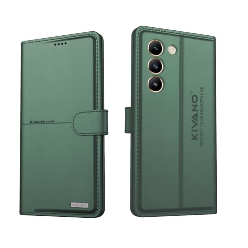 Image of Compatible with Vivo T3 5G / Vivo Y200e 5G Flip Cover | Leather Finish | Inside Pockets & Inbuilt Stand | Shockproof Wallet Style Magnetic Closure Back Cover Case