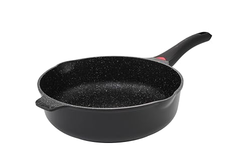 11 Inch Non Stick Deep Frying Pan Granite Coated with Pour Spout - Lightweight 4.27 Quart Skillets and Frying Pans with Comfort Stay Cool Grip Handle - Induction Compatible PFOA Free Cookware by CAINFY - Image 2