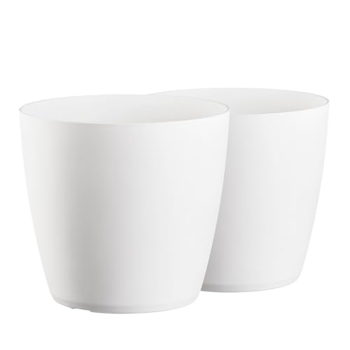 Tymar Blumentopf, 2er-Pack, Pflanzentopf aus Kunststoff, Moderne, matt, Runde Form (Weiß2, ø 40 cm)
