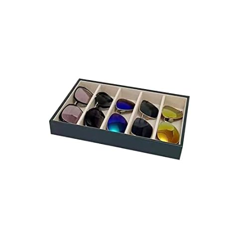 5-Slot PU Leather Eyewear Storage Tray Cover
