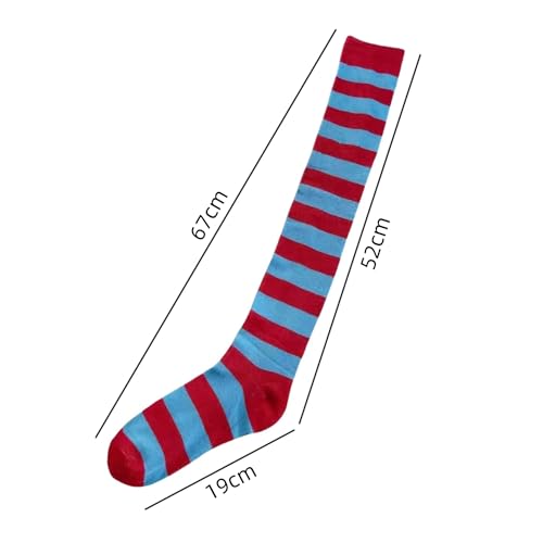 Image of Dzrige Patriotic Socks 4th of July Stockings Over Knee Thigh High Socks Red and Blue Long Striped Socks for Women and Girls