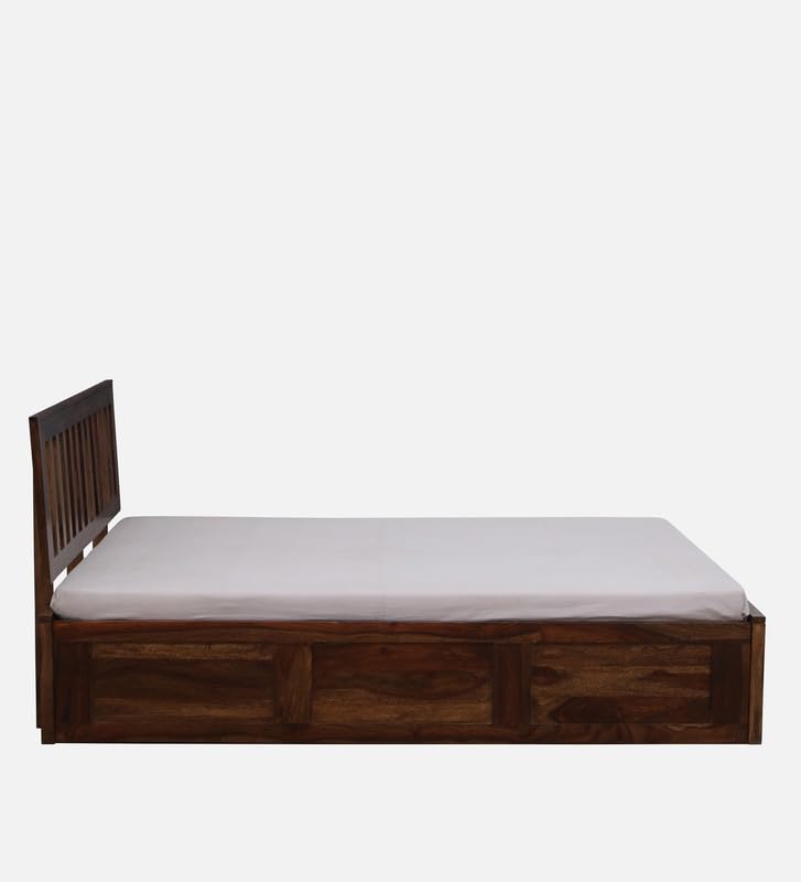 Image of Solid Sheesham Wood Wave Single Bed with Box Storage | Wooden Single Bed Cot Palang Furniture for Bedroom Living Room Home and Hotel (Provincial Teak Finish)