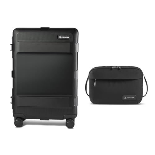 Pelican ATX 25" Waterproof Wheeled Check-In Travel Hard Case, Black, with DK5 ModPak Toiletry Bag