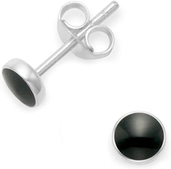Heather Needham Sterling Silver Onyx Earrings - Silver Round black Onyx Stud Earrings - SIZE: 8mm Gift boxed black Onyx silver earrings. 5778ON