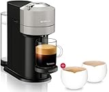 NESPRESSO Krups Next Light Grey Kaffeemaschine, Kaffeekapselmaschine Guzzini Espressoglas (2x 110ml), Kaffee Kapselmaschine mit Automatische Abschaltung, Kurze Aufheizzeit, One-Touch-System