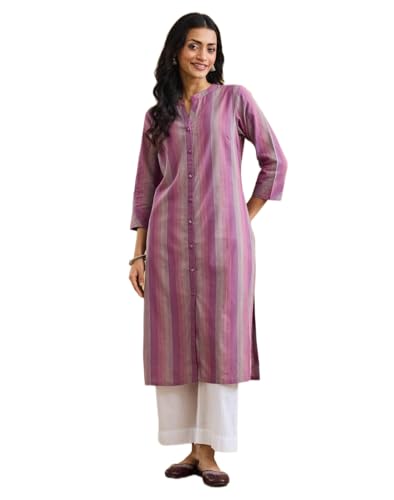 Kurta bleu tunique indienne col mandarin coton tissé femme