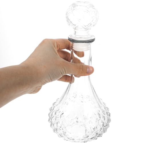 BESTonZON Wine Decanter with Stopper Hand Blown Crystal Glass Wine Carafes Red Wine Aerator Decorative Wine Bottle Transparent Whiskey Glass Pitcher for Home Kitchen Bar 500ml