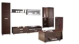 mb-moebel Moderne Wohnwänd Wohnzimmerschrank Wohnzimmer Möbel: Regele, 3 x Komode, Hängende Regal, Hängende Schrank, Kleiderschrank, Banktisch, NILS 12 Wenge