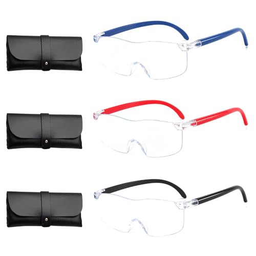 LCUHAVA Vergrößerungsbrille 8X 10X 16X Lupenbrille für Brillenträger Lese Lupenbrille Lupenbrilles Leselupe für Senioren Naharbeit Anti Blaulicht für Nähen Handwerk Lesen Reparatur