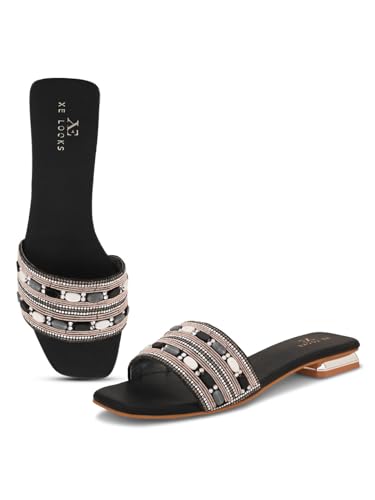 Image of XE Looks Stylish Beaded Flat Slippers for Women