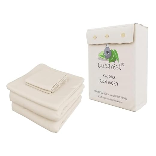 Eucalyptus Lyocell Bed Sheets, Hypoallergenic 100% Organic Tencel, Thermal Regulating and Moisture Wicking for Hot Sleepers, Superior Thread Quality, Extra Deep Pockets King Size - Ivory