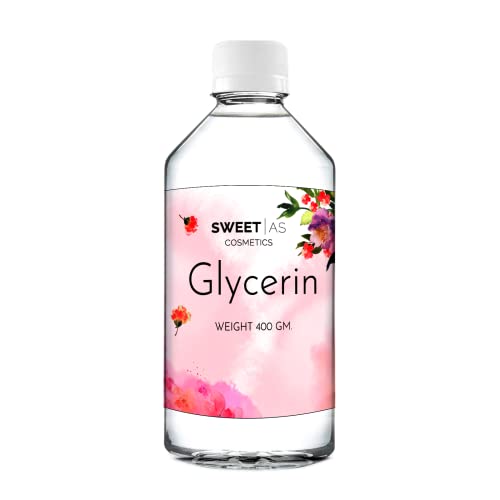 Sweet As Cosmetics 100% Pure & Natural Glycerine Liquid for Face, Beauty and Skin Care, Pure & Unscented Glycerine, 100% Vegan, Hypoallergenic Suitable for All Skin Type, 400ml (Pack of 1)