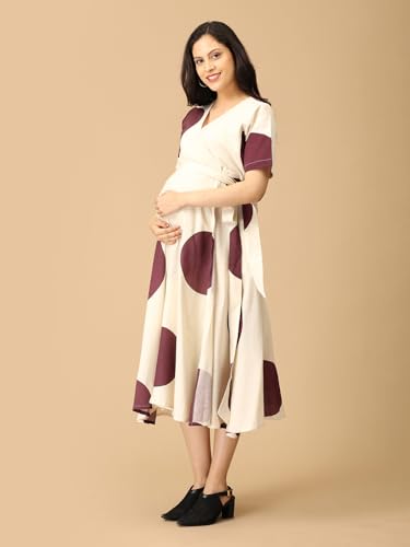 Image of The Mom Store Maternity and Nursing Wrap Dress for New Mom | Pre and Post Pregnancy Wear for Womens | Trendy Stylish Printed Friendly Dresses for Women | Comfortable