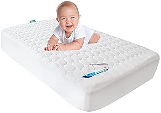 Biloban Quilted Crib Mattress Pad Cover, Toddler Waterproof Crib Mattress Protector, Machine Washable