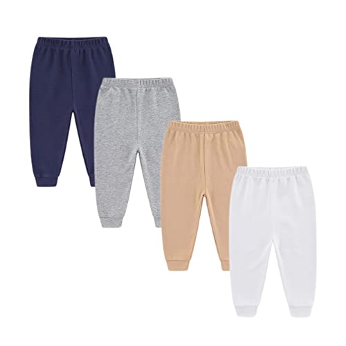 Image of Unisex Newborn Baby Cotton 4-Pack Pants Embroidery Pringting Casual Leggings 0-24 Months for Boys and Girls