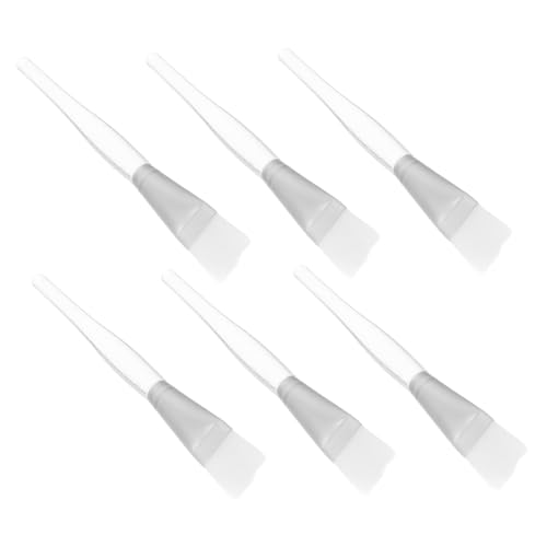 WOFASHPURET 6pcs Transparent Face Mask Brush with Crystal Rod Handle for Even Application Durable Comfortable Skincare Brushes for Women and