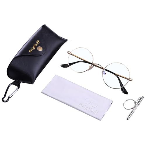 Image of Brigtlaiff Round Blue Light Blocking Glasses for Men Women, Computer Gaming TV Glasses Anti Eyestrain with Metal Frame
