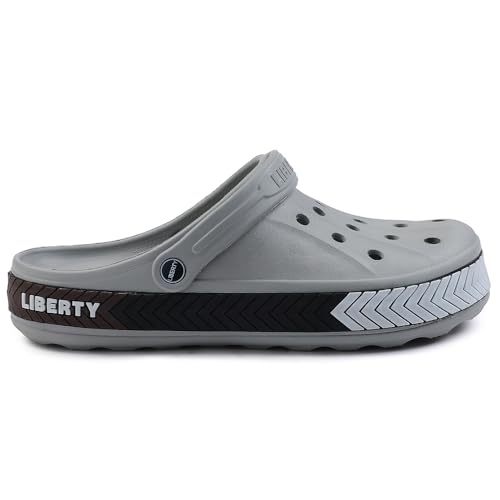 Image of Liberty A-HA LITEWALKXT Clogs for Men, Black & Light Grey | Casual Slip-On Slingback Clog for Walking, Outdoor /Indoor Use | Solid Pattern, Fashionable Sandals with Lightweight Regular wear