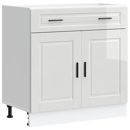 vidaXL Armoire de Cuisine Porto Blanc Brillant Bois ingénierie