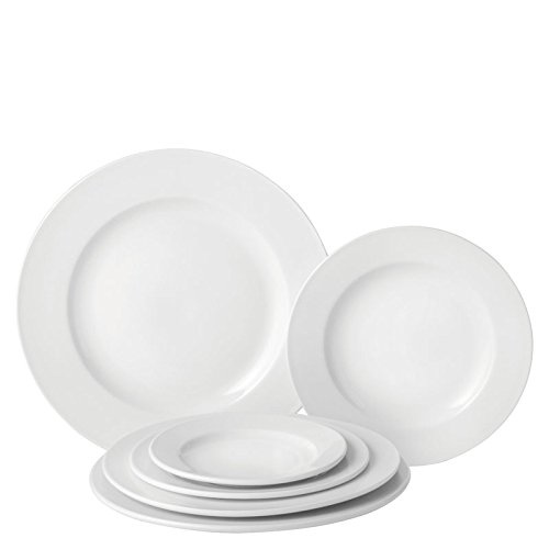 Utopia Pure White Wide Rim Plate 10.6" / 27cm - Pack of 6 - Traditional Porcelain Dinner Plat