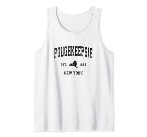 Poughkeepsie New York NY Vintage Sports Design - Impresión negra Camiseta sin Mangas