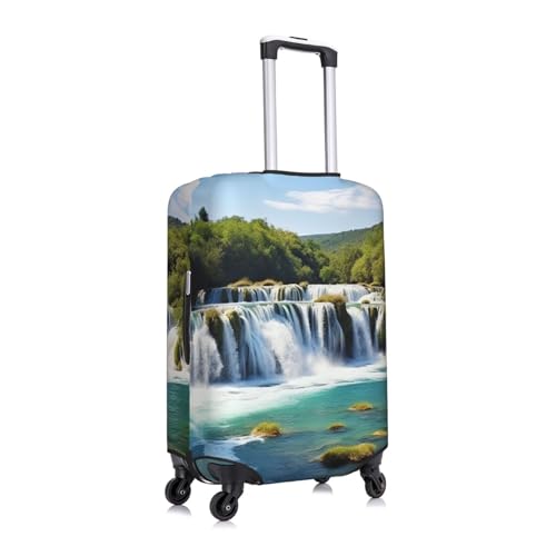 Travel Luggage Cover for Suitcase Tsa Approved, Washable Elastic Suitcase Protector, Waterfalls on Krka River Suitcase Cover Anti-scratch Baggage Cover Fits 22-24 Inch Luggage Sleeve X-Large3