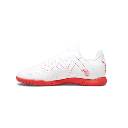 PUMA PUMA Future Play Indoor Training Sneaker, White-Fire Orchid, 1 US-Unisex Big-Kid