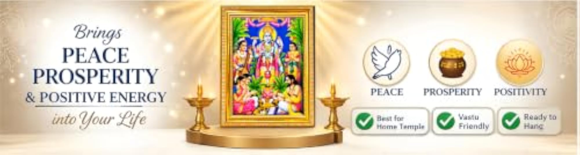 Satyanarayan Bhagwan Photo Frame with Silver Glitter Coating, Wall Decor