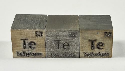 Image of 0.39 inch 10mm Tellurium Metal Cube Te 99.99% Pure Periodic Table Element Collection Science Education Display Block Cube + Acrylic Case Box - 1PC