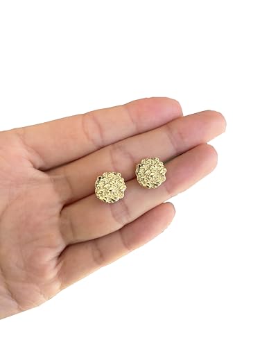 Gold Nugget Earrings for Men - Nugget Earring 18k Gold Plated -925 Sterling Silver Stud Earrings Gold Plated Earring Studs Cookie Earring4