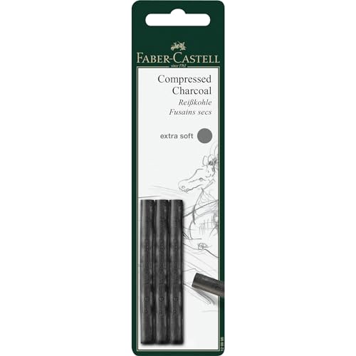 Faber-Castell Pitt Compressed Charcoal Sticks - Medium, Pkg of 3