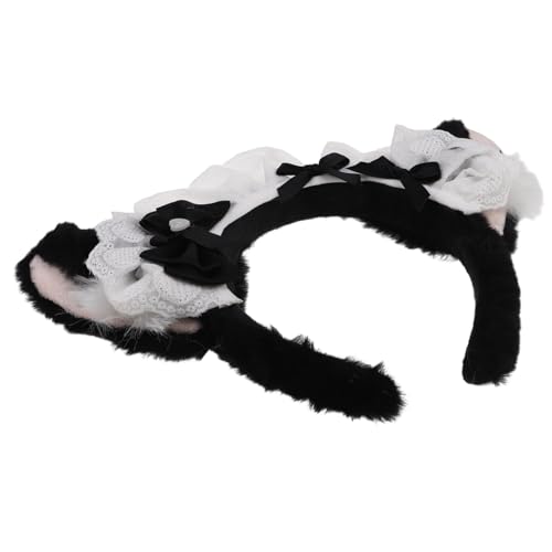 FOMIYES 猫耳カチューシャ 弓のヘアバンド 猫耳のヘアフープ 動物コスプレ衣装 パーティーヘッドピース 女の子のための豪華なヘッドバンド 猫の耳のヘアバンド 弓かぶと ぬいぐるみ Black