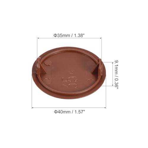 Image of uxcell 80Pcs Hinge Hole Covers, 35mm(1 3 /8 inch) Dia Plastic Concealed Hole Cover Round Flush Type Caps for Furniture Cabinet Cupboard, Red Brown