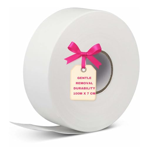 LALILL Bandas Depilatorias en Rollo 100 m x 7 cm - Tiras Resistentes para Cera Tibia y Cera de Azúcar - Uso Profesional y Doméstico