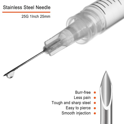 3 ml Syringe with Needle,25G 1inch Syringe with Needle,100 Pack Individually Sealed