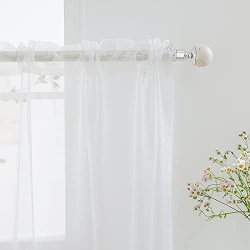Nakitha White Sheer Curtains 36 Inch Length 2 Panels Set For Bedroom Living Room, Rod Pocket Light Filtering Window Drapes Treatments(W42 X L36) #TOP4