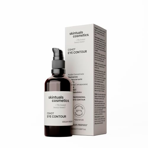 Contorno de Ojos con Vitamina C, Niacinamida, Cafeína y Ácido Hialurónico 20 ml. Crema – Antifatiga, Antiarrugas, Antiojeras, Antibolsas Hombre y Mujer – Hidratante e Iluminador by Skintuals Cosmetics