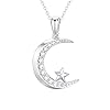14k Gold Diamond Moon Pendant Necklace for Women, Real Gold Moon and Star Jewelry Anniversary Present for Wife, Gifts…