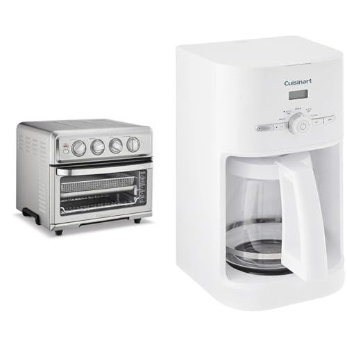 Cuisinart Air Fryer + Convection Toaster Oven, 8-1 Oven with Bake, Grill, Broil & Warm Options, Stainless Steel, TOA-70 & DCC-1120 12-Cup Classic Programmable Coffeemaker, White, 12-Cup, Programmable