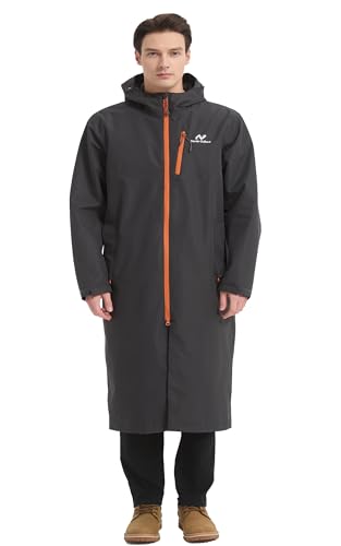 Image of NORDIC OUTLAND Rain Jacket Men,Waterproof Breathable Long Raincoat with Hood Mesh Lining,Windbreaker for outdoor activities