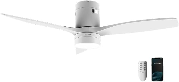 Cecotec Ventilatore da Soffitto con Luce e Wifi EnergySilence Aero 5600 White Aqua Connected. 40 W, 52” con 3 Pale, Telecomando, Protezione IP44, Modalità inverno-estate, Timer - 1