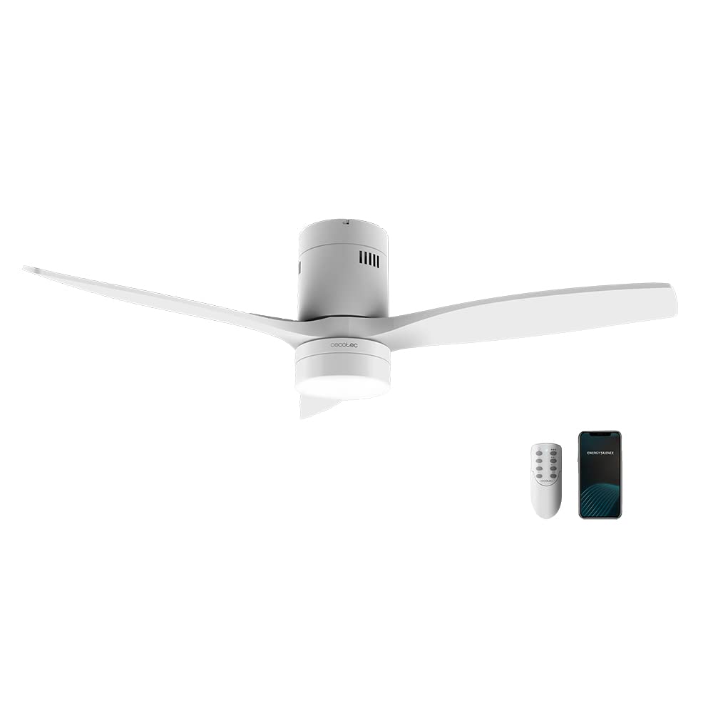 Cecotec Ventilador de Techo con Luz y Wifi EnergySilence Aero 5600 White Aqua Connected. 40 W, 52” con 3 Aspas, Mando a Distancia, Protección IP44, Modo winter-summer, Temporizador 2 31VSyB5WpuL