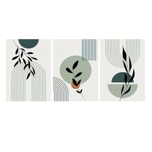 Affiches botaniques boho et galerie verte sur toile lot de 3 peintures murales 60x70cm