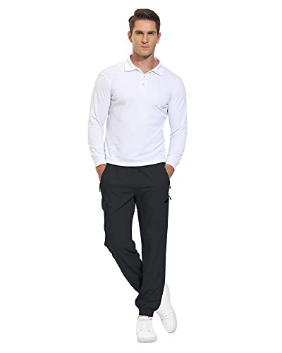 Vayager Men's Hiking Pants Lightweight Cargo Golf Stretch Joggers For Running With Zipper Pockets(Black-L) #TOP4