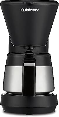 Cuisinart 5-Cup Coffee Maker with Stainless Steel Carafe, Coffee Machine with Removable Water Reservoir, Charcoal Water Filter, 30-Minute Keep Warm, and Brew Pause, DCC-5570NAS, Stainless Steel