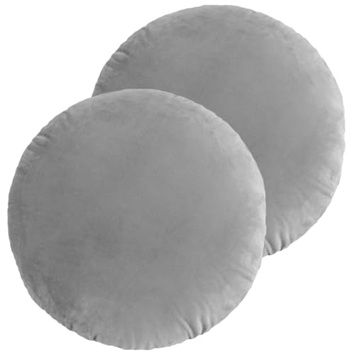 Sgqtqybk 2Pcs Round Throw Pillow Covers 18 * 18 inch Decorative Pillow Case Soft Warm Velvet Pillowcase Farmhouse Boho Cushion Covers for Sofa Living Room Bed Home Decor (Grey)