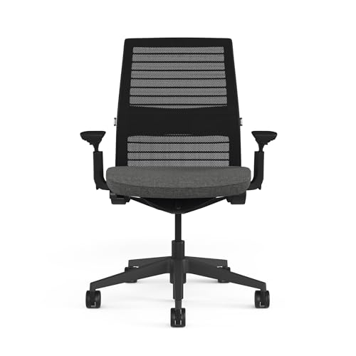 Image of Steelcase Think Ergonomic Office Chair - Otto Charcoal | Adjustable Lumbar Support, 4D Arms, LiveBack System | Weight-Activated Recline | 12-Year Warranty (Black)