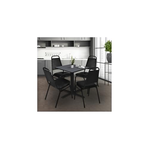 HomeStock Beachy Boho Square Breakroom Table in Grey Finish with