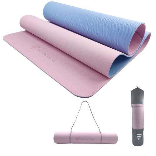 PERPETUAL® Esterilla de Yoga y Pilates de 6mm TPE - Mat Antideslizante - Con Correa y Bolsa de Transporte - Colchoneta Gruesa y Plegable - Hombre/Mujer - Gimnasia, Fitness y Ejercicios Casa